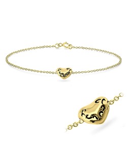 Gold Plated Heart Silver Bracelets BRS-88-GP